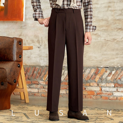 Italian Casual Wide-leg Trousers British High Waist Loose Straight-leg Trousers Gentleman's Non-ironing Long Pants Trendy Men