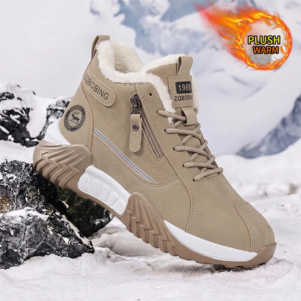 Women's Mid-top Cold-resistant Casual Winter Sneakers, Chunky Sole Women's Shoes for Daily Commute & Snow Days