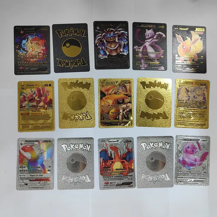 55pc English card Charizard Gold Foil Cards Golden Letters English Spanish Game Card Metalicas Vmax Gx Series Gift