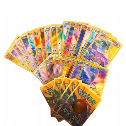 NEW 50Pcs Pokemon 3D Shining Rainbow Cards English Vmax Gx Charizard Pikachu Trading Game Collection Battle Card Children Toys