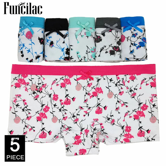 Damen Baumwollboxer Panties Unterwäsche Sicherheit Damenslip Druck Unterwäsche Damen Mädchen Intim Frau 5 Stk./Los
