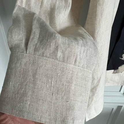 TOP-YAMAMOTO original design, French linen, bad old man printed linen shirt, light-colored gentleman