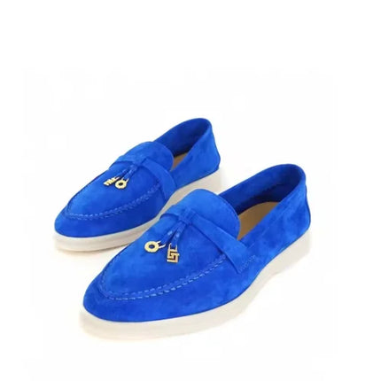 Women's Summer New Casual Hiking Shoes, Women's Deer Leather Driving Hiking Casual Shoes, Flat Loafers, Comfortable Mules