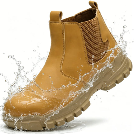 Men Steel Toe Safety Work Boots Anti-smash Puncture Proof Kevlar Midsole Waterproof Lightweight Industrial Shoes Rotary Buckle