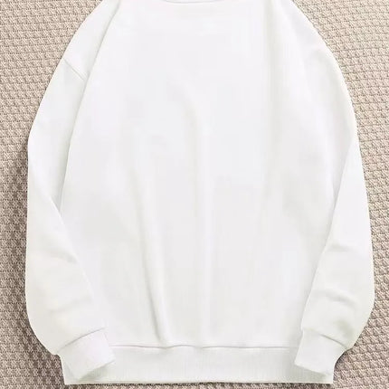 Crewneck Sweatshirt Solid Color Loose Long Sleeve Pullover Casual Soft Basic Hoodie-less Daily Streetwear