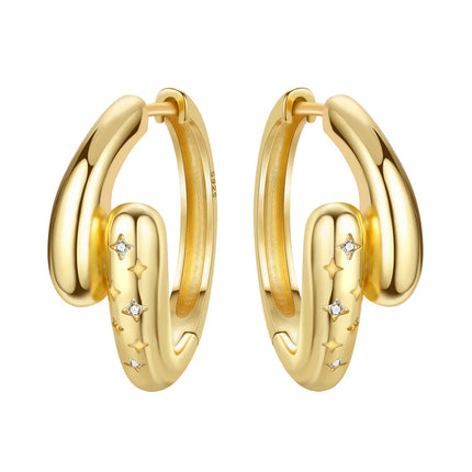 Original 2026 S925 Sterling Silver Zircon 18K Gold Lining Vintage Hoop Earrings for Women Birthday Party Wedding Gift Jewellery
