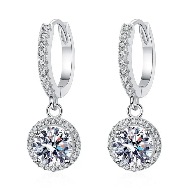 925 Sterling Silver 1 Carat Moissanite Round Earrings for Women Luxury Evening Style - product image 7