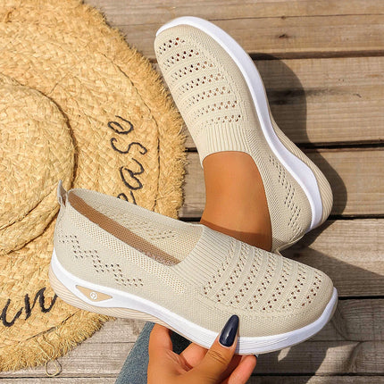 Women's Breathable Knit Sneakers Spring Summer Lightweight Casual Walking Shoes Microfiber Durable All Season Outdoor Daily