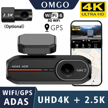 ADAS 4K+2.5K Car Front Dash Cam Mini WIFI GPS DVR Black Box Room With 24H Parking Monitor Night Vision  Rear View Camera Optio