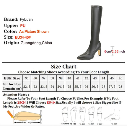 Spring Autumn Elastic Leather Boots For Women 6CM 8CM High Heels Side Zipper Knee-high Boors Fashion Pointed Winter Woman Shoes