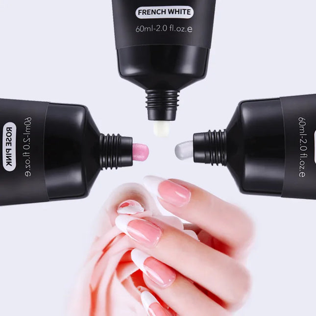 MSHARE Poly Nails Acryl Gel 60ml Constructor UV Led Acrylgel Extensiones de Uñas Acrílicas Rosa Blanco Transparente Acrylatic Hema Tpo Free Gel