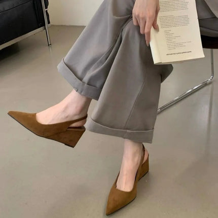 Summer Cover Toe Women Leopard Sandals Fashion Wedges Heel Slingback Mule Ladies Party Dress Pumps Shoes Zapatos De Mujer
