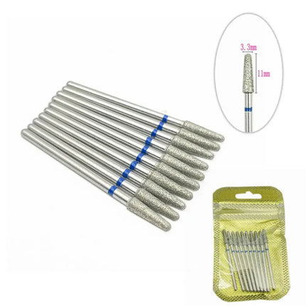 10pcs Nail Milling Cutter Set Diamond Stone Electric Manicure Drills Nail Drill Cuticle Clean Bits Burr Accessories Nail Art