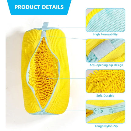 Durable Shoe Washing Machine Bag for All Shoe Types-Yellow with Blue Zipper,Ideal for Sneakers and Casual - product image fro