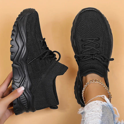 Fashion Stretch Knitting Sneakers for Women 2024 Autumn Couple Lace Up Non Slip Flats Casual Sports Shoes Woman Plus Size 35-43