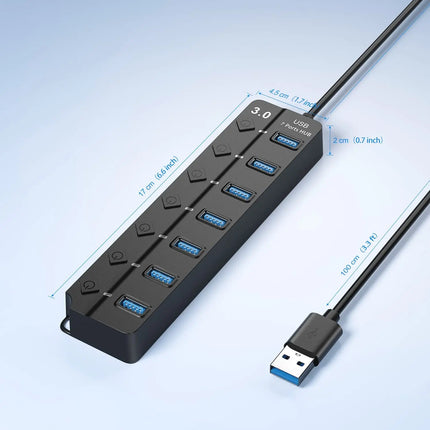 USB 3.0 Hub USB Hub 2.0 Multi USB Splitter Hub 100cm Long Cable Multiple Expander for Computer Laptop PC - product image from