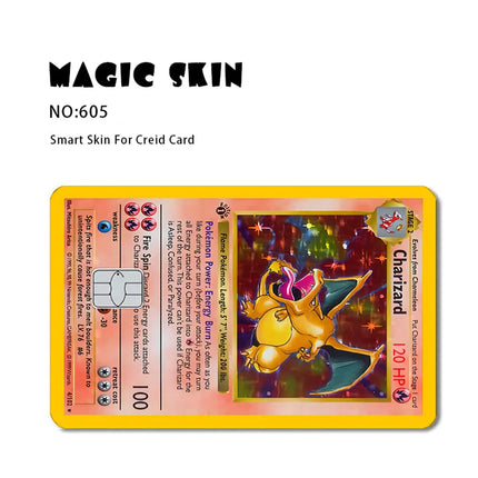 Pokemon Card Decals Credit Card Skin cartoon 2.5D Matte Frosted Pikachu Blastoise Waterproof Stickers for Debit card Decor film