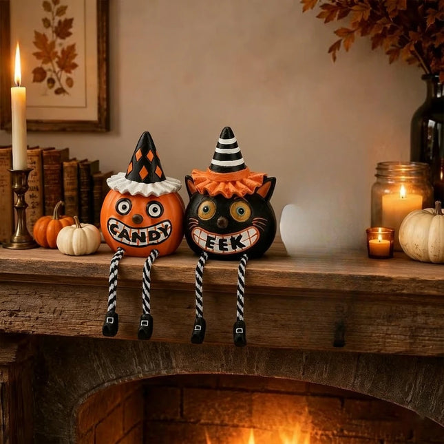2Pcs Halloween Decoration for Home, Halloween Tabletop Decor, Halloween Decorations Indoor Cute, Halloween Party Favors, Halloween Funny Resin Figurine, Halloween Party Supplies Decor