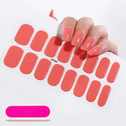 Semi Cured Wraps Fast Gel Nail Sticker Soild Nail Gel Wraps Adhesive Full Cover Gel Nail Decal UV Lamp Cured Manicure Decoration