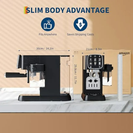 Compact 20 Bar Professional Espresso Machine with Milk Frother and Touchscreen Adjustable Temperature Espresso Coffee Machine f