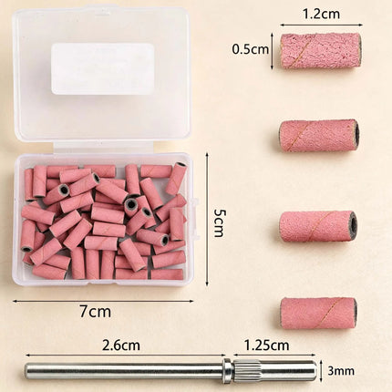 50pcs/Box Sanding  Bands For Electric Manicure Machine 80/150/180/240 Grit Nail Drill Grinding Bit Files Pedicure Tool Set