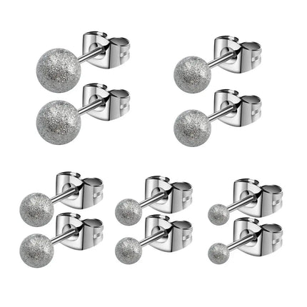 1 Pair Tiny Women Girls 14K Gold Plated Round Ball Stud Earrings Surgical Stainless Steel Earrings Set 2-6MM