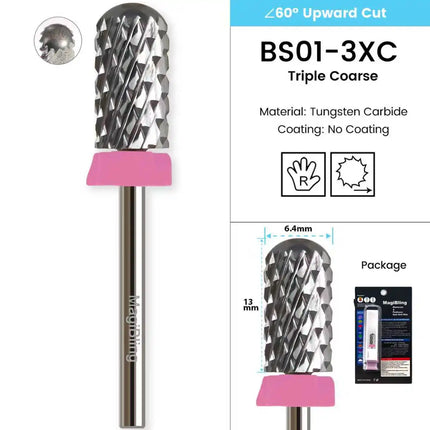 MagiBling Professional Nail Drill Bits Super Cut Carbide Nails Bit Cutter for Hard Acrylic Gel Removal Manicure Tools 3/32''