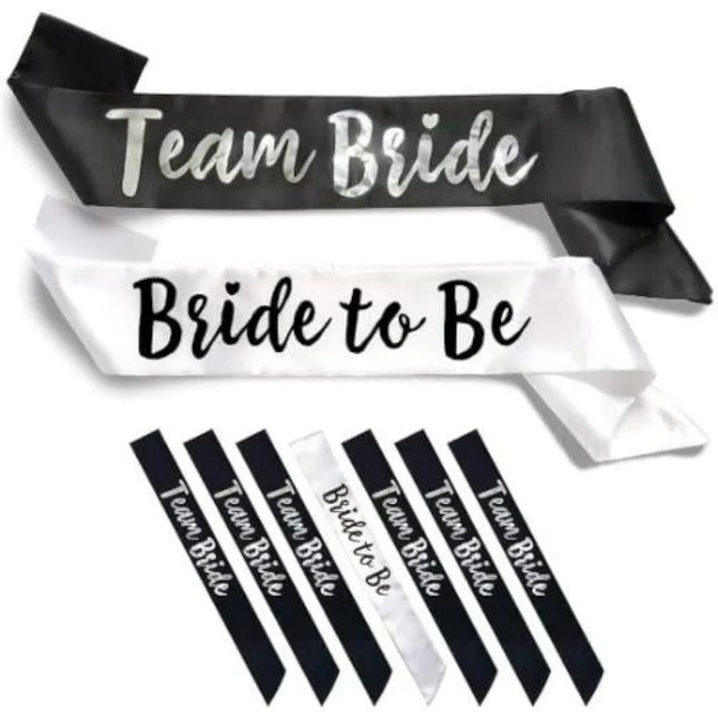 7-teiliges Team Bride Satin-Schärpen-Set – edle & lustige Partygeschenke für Junggesellinnenabschied, Brautparty, Hochzeitsfeier
