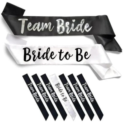 7pc/set Team Bride Satin Sash Set - Sophisticated & Fun Party Favors for Bachelorette Party, Bridal Shower Wedding Party