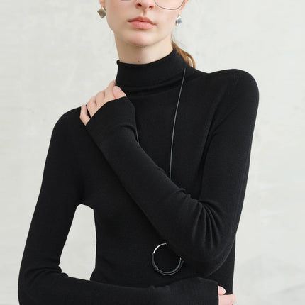Premium Series German Biella Wool Autumn Super Fine Washable Seamless One-Piece Mock Neck Thermal Base Layer