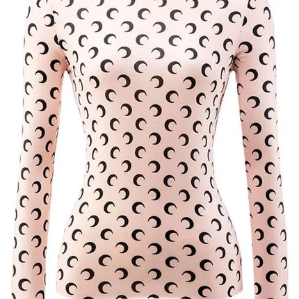 New Printed Mesh Women Base Shirt Spring Autumn Fashion Casual Long Sleeved Sun Protection Ice Silk Inner Layer Women's T-Shirt