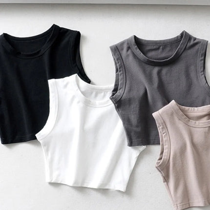 2024 Summer vintage white crop tops women biker black punk sexy tank top korean streetwear cropped sleeveless top feminino