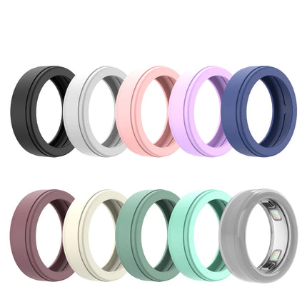 Silicone Ring Cover for Oura Ring 5, Anti-Scratch Elastic Protector, Supports Charging with Cover On, Size for S/M