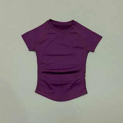 HISTELLO Impact Short Sleeve Yoga Tops Seamless Women Slim Fit High Stretch Gym Fitness Running Workout Sports T Shirt