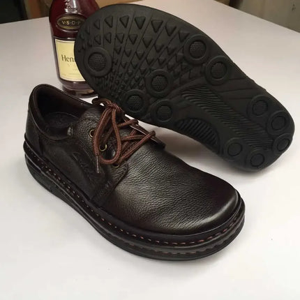 Men's Large Size Leather Cow Shoes Flat Outdoor Leather Shoes 46 47 All Genuine Leather Casual Shoes