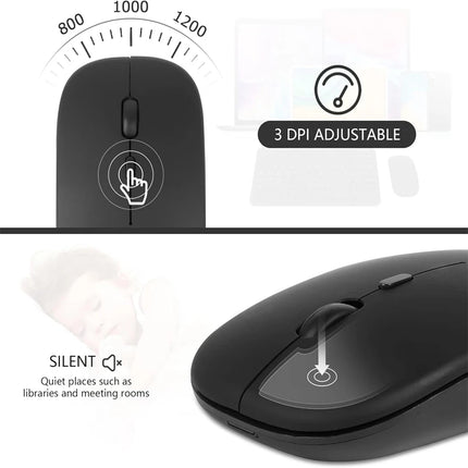 Rechargeable Wireless Mouse Bluetooth-compatible 2.4GHz Dual Modes Computer Mice with Nano Receiver for PC Laptop - product i
