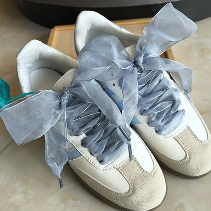 4 cm Width Organza Shoelaces DE Training Shoes Beautiful Chiffon Transparent Lace Widened Leisure Sports Shoes Laces DIY Decorat