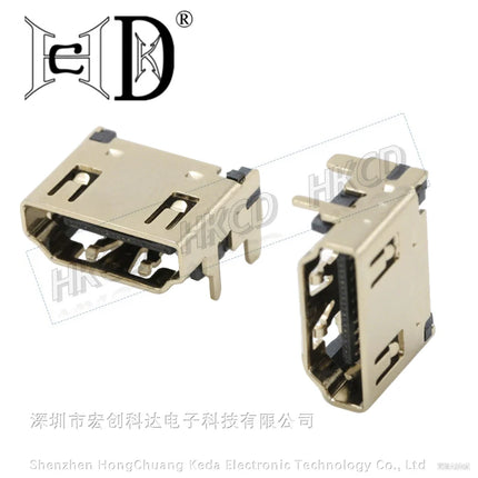 2PCS HDMI-Compatible Female Jack/Socket Connector 19PIN 19P Right Angle SMT SMD 90 Degree Gold-Plated HD 19 PIN