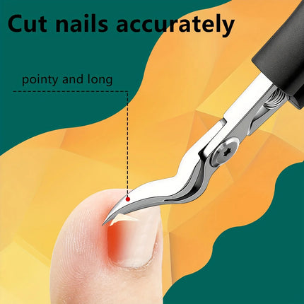 KHTO Professional Heavy-Duty Steel Toenail Clipper with Serrated Blade Thick & Ingrown Nails, Durable Trimmer for - product i