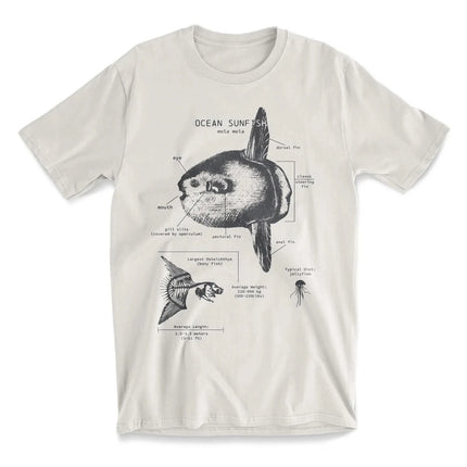 Ocean Sunfish Anatomy T-shirt Mola Mola Science T-shirt  Animal Beach Marine Biology Beach Cover Up Men Clothing Comfortable