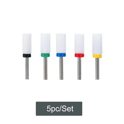 5 PCS Ceramics Nail Drill Bits Conical Tip For Manicure Drill Rotating Polishing Machine Cutter Remove Gel Acrylic Accessories