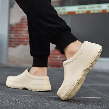 Men's Work Shos Water-proof Anti Slip Oil Resistant Chef Shoes Ultra Light EVA Clogs Women Soft Sole Garden Shoes Kitchen Hotel