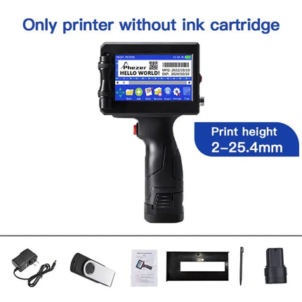 Phezer 12.7/25.4mm Handheld Inkjet Printer QR Code Barcode Batch Code Date Number Logo Expiry Portable Label Printer