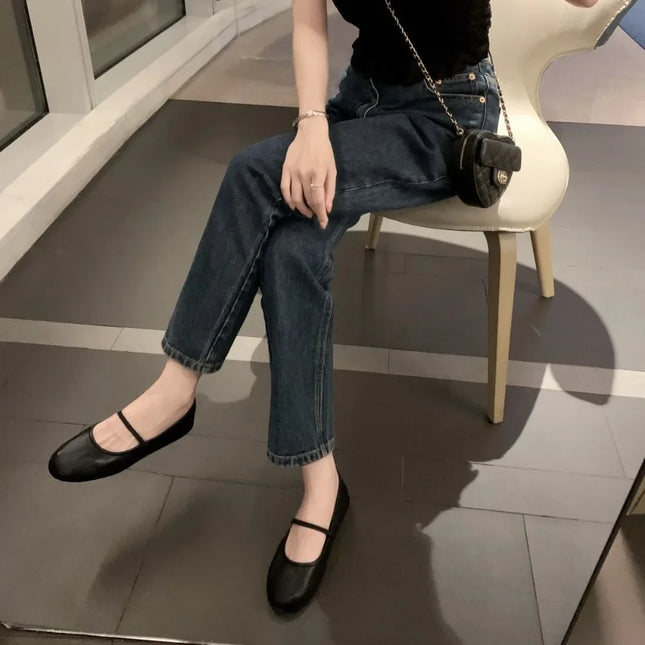 Flats Shoes Women Soft Leather Soft Soled Flat Shoes Mary Jane Ballet Single Shoes Women Zapatos Planos Chaussures Plates