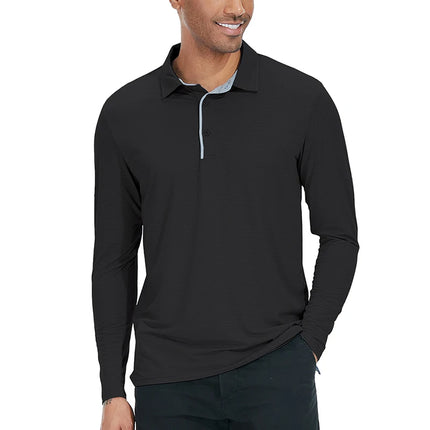 Men's Lightweight Sport Athletic Polo Shirt Thin Long Sleeve Shirts Spring Summer Outdoor Running Workout Hiking Golf Polo Shirt