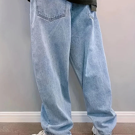 Plus Size 3XL Spring Autumn Baggy Jeans Men Fashion Oversize Casual Straight Loose Denim Trousers Y2k Streetwear Wide Leg Pants