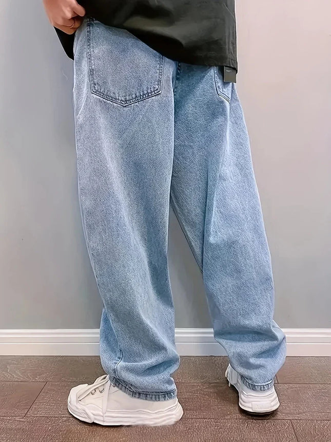 Plus Size 3XL Spring Autumn Baggy Jeans Men Fashion Oversize Casual Straight Loose Denim Trousers Y2k Streetwear Wide Leg Pants
