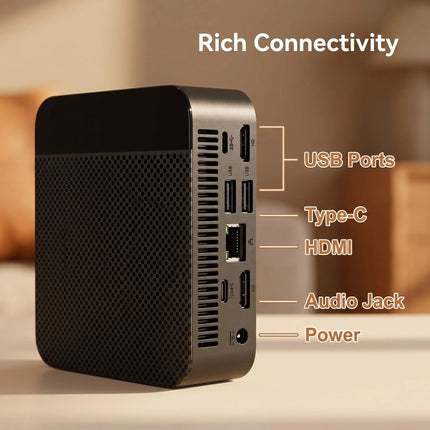 Compact Intel N150 Mini PC Multiple Configurations  NVMe SSD WiFi6 Triple 4K Silent Desktop for Home Office Media Editing
