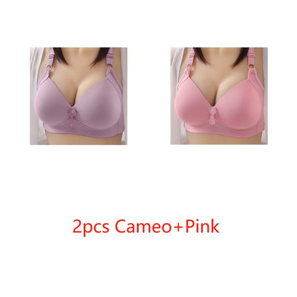 Fashionable Oversized Slim Comfortable Traceless Solid Color Bra Gathered Without Steel Rings Women Underwear With Side Breasts
