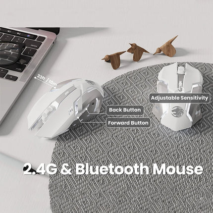 EWEADN V3 wireless Silent Office keyboard and mouse set,104 Keys Full Size with Pudding Keycaps, for Games and - product imag